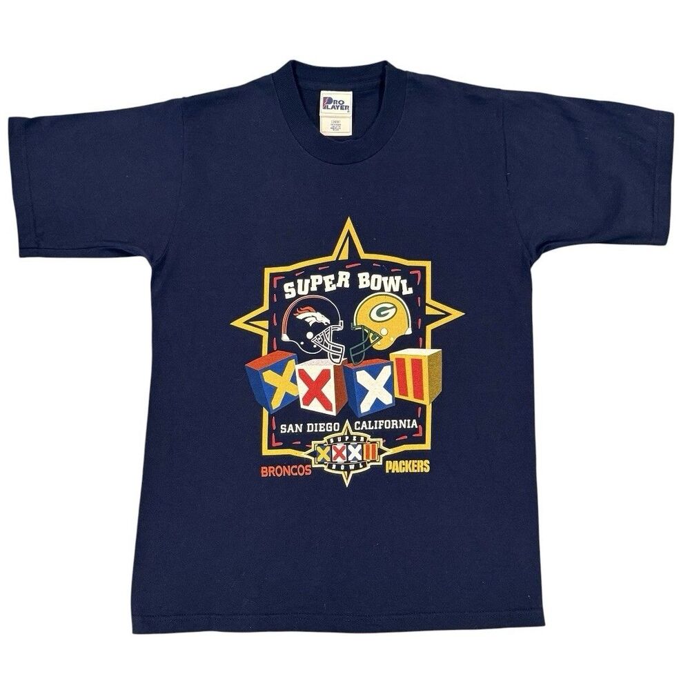 Vintage 1998 Super Bowl XXXII Broncos vs Packers Shirt Youth 14/16 Pro Player US